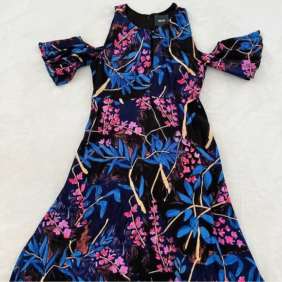 Anthropologie Maeve Elia Cold Shoulder Floral Dress, Size 0 NWOT - Picture 7 of 12